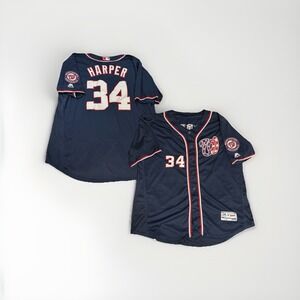 Majestic Washington Nationals Bryce Harper 34 Baseball Jersey Men Size 52